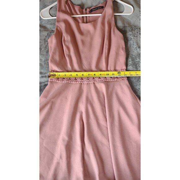 Sweet Rain Pink Sleeveless Fit & Flare Dress Lace Waist, Back Zipper - Womens Sm - Picture 8 of 8